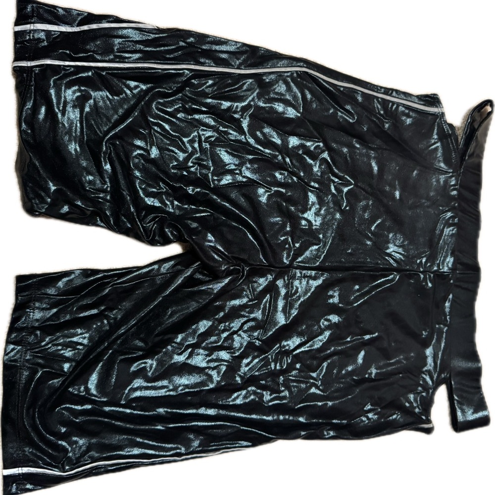Shiny Metallic Black with Reflective Lining Shorts